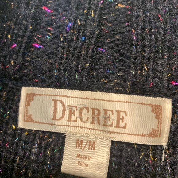 Decree short sleeve cardigan navy blue with rainbow threads womens size medium - Picture 5 of 9